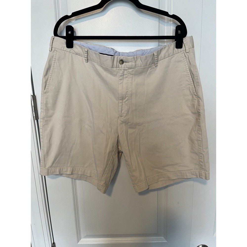 Peter Millar Shorts Men's 40 Beige Khaki Cotton 8" Inseam Casual Golf Preppy